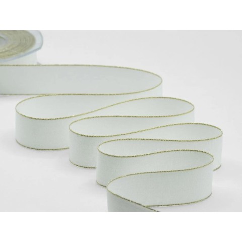 NASTRO BIANCO BORDO ORO 25MM. 20MT. POLICOTONE